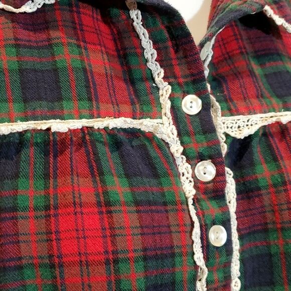 Sleep Sense Portuguese Flannel Red Plaid Long Gown Sz L - Picture 4 of 8